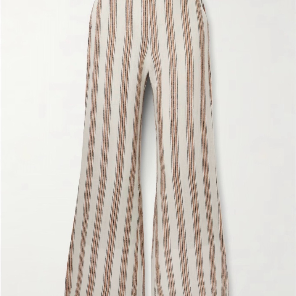 NWOT ALIX of BOHEMIA
Charlie Desert striped linen flared pants
Ecru & Brown - Picture 5 of 5